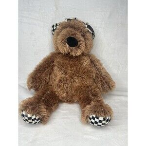 MacKenzie Child Kenzie The Bear Stuffed Animal with Bow , Pattern Feet Plush Bea